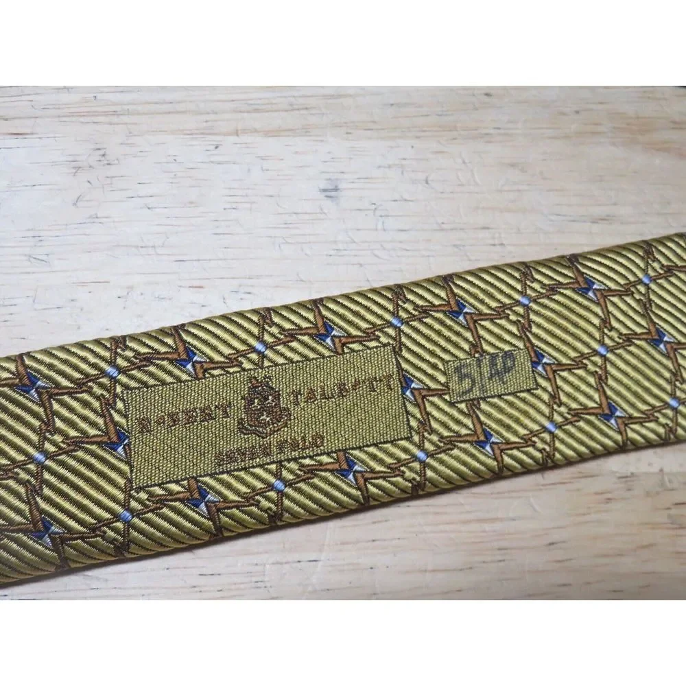 ROBERT TALBOTT SEVEN FOLD Silk Luxury Necktie Gold Yellow Geometric 5/40 Limited